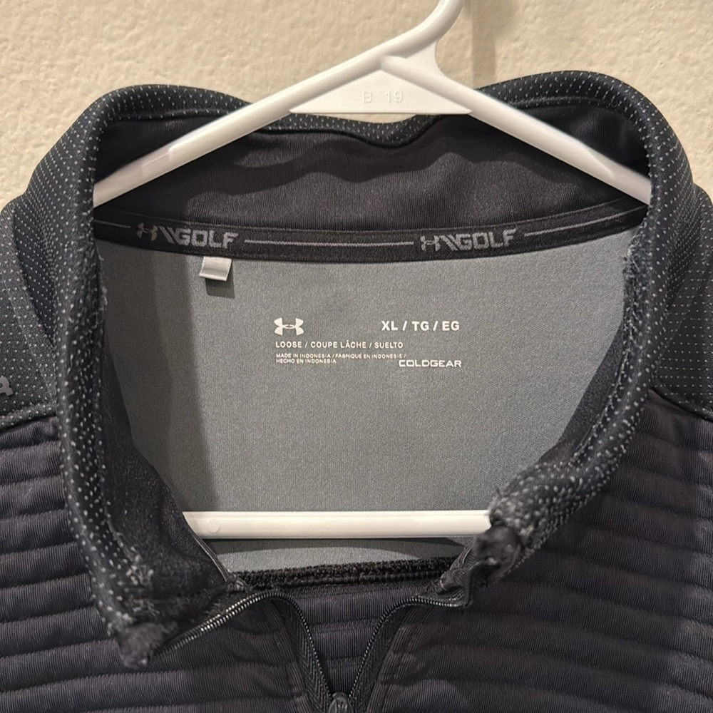 Under Armour Golf Cold Gear Black‎ Ribbed Half-Zip Pullover Men’s Extra Large - Picture 3 of 7